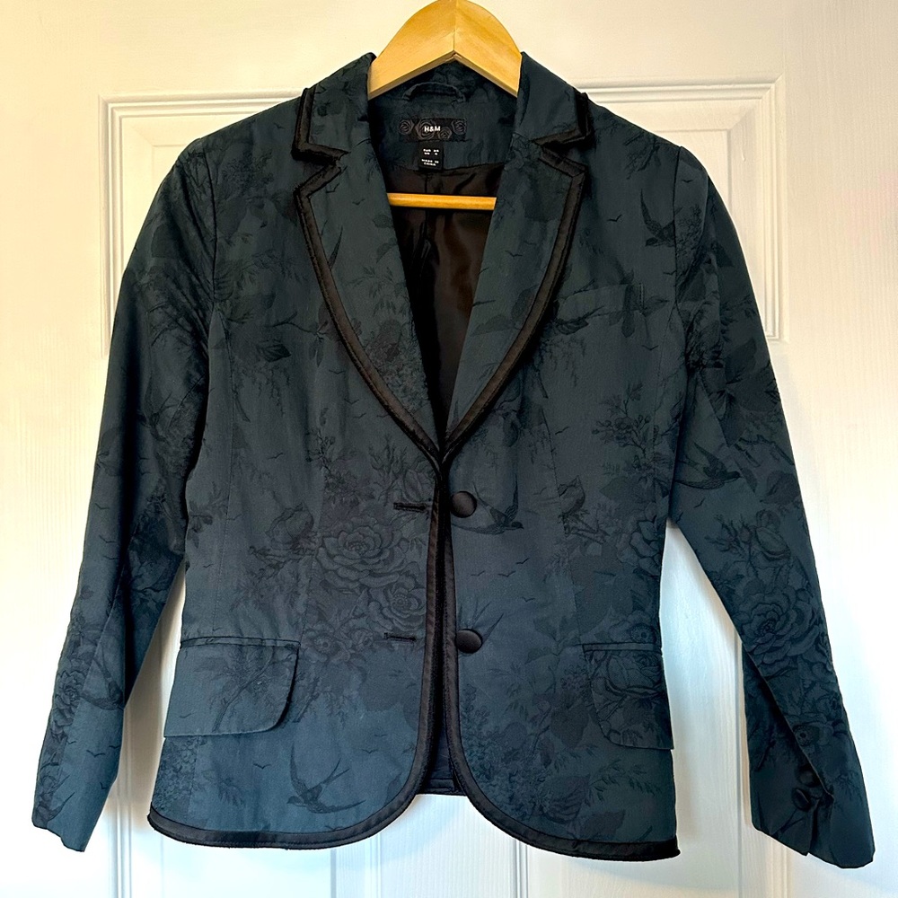 H&M Navy Floral Blazer